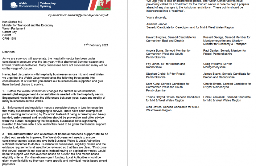Amanda writes to Welsh Labour MS Ken Skates, Minister for Transport and the Economy