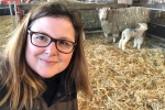 Amanda Jenner, Welsh Conservative Senedd candidate for Ceredigion makes friends with some lambs